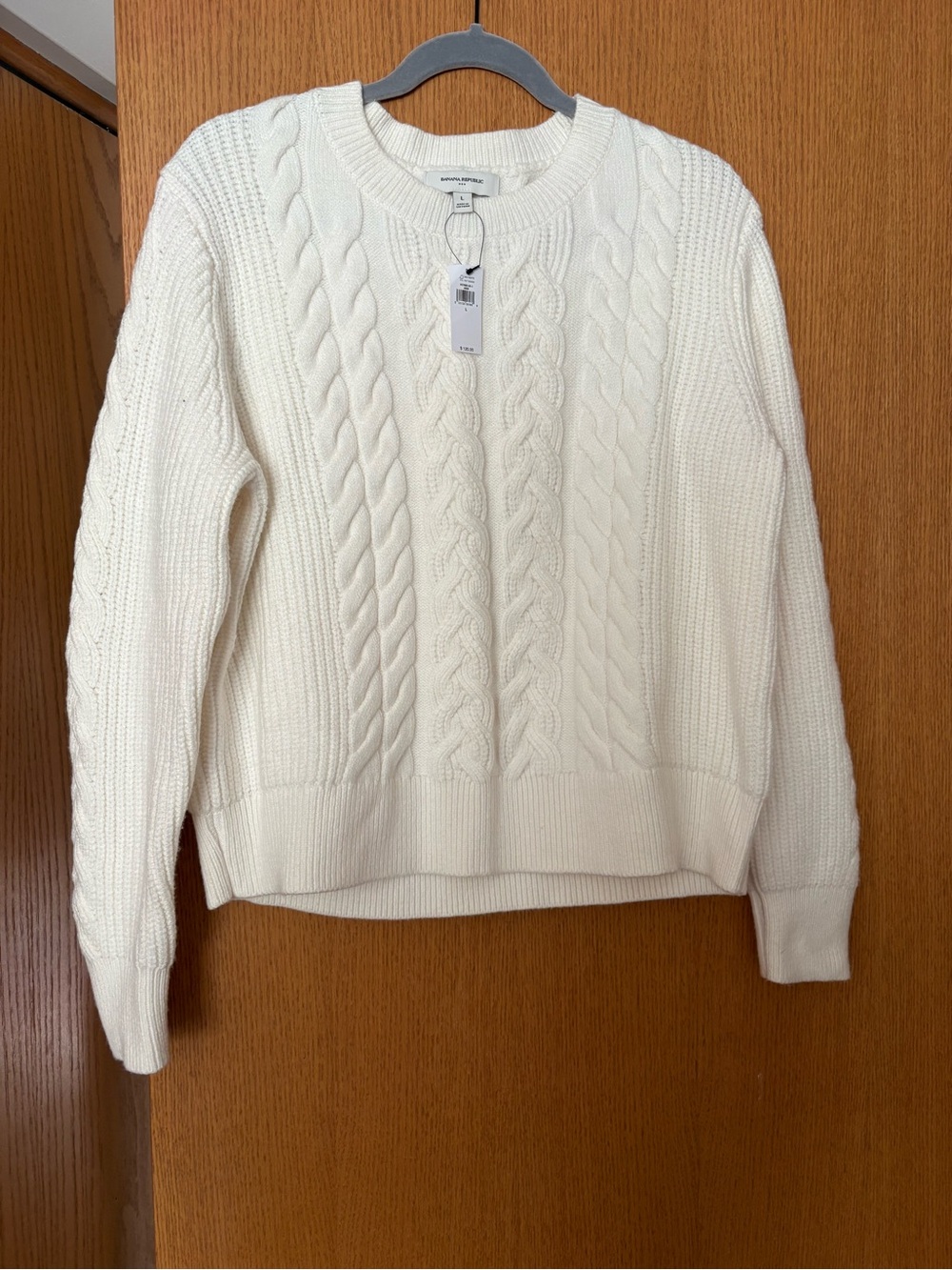 Banana Republic Cream Cable Crewneck Sweater
